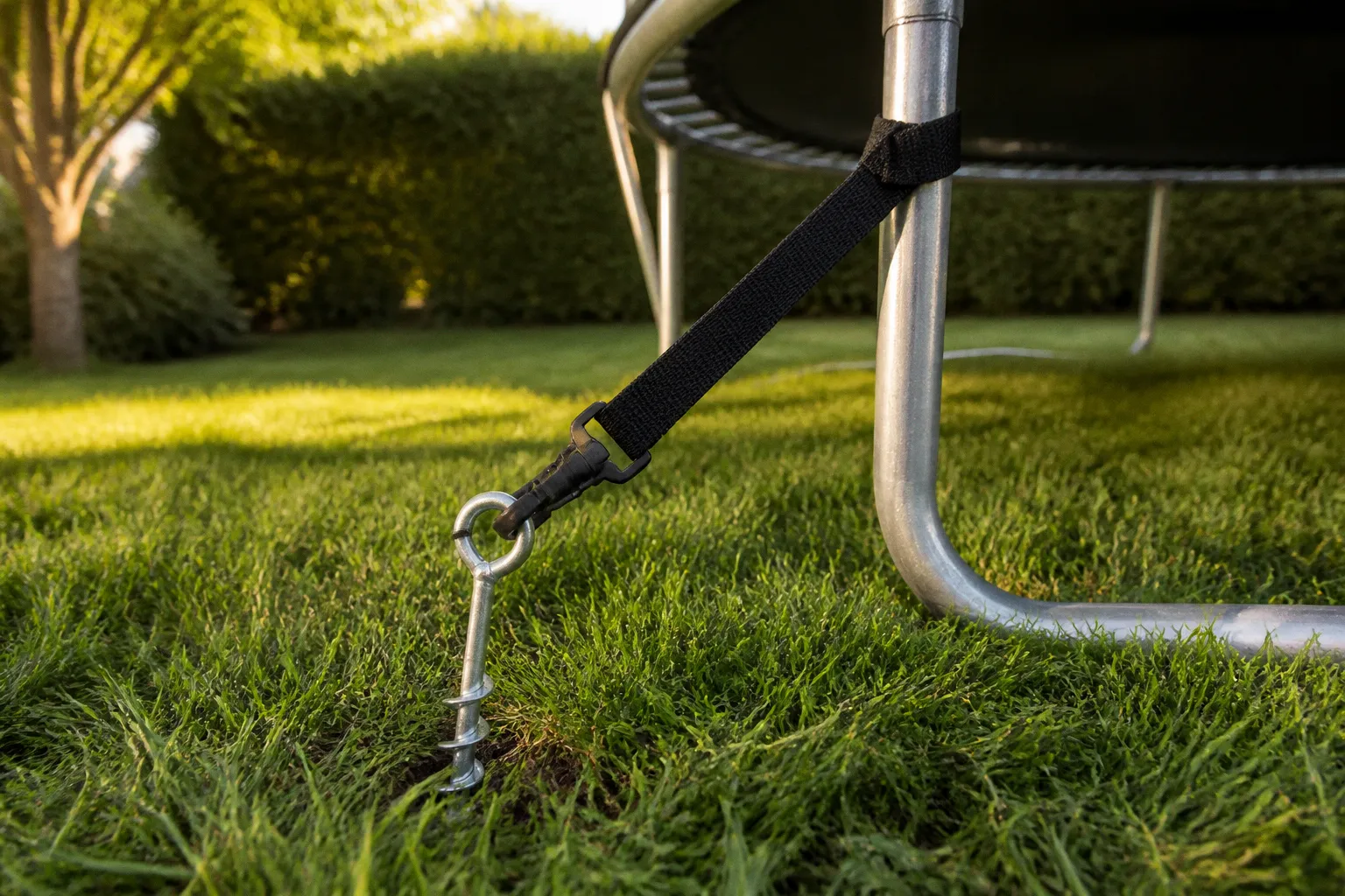 Ancrage de trampoline : trois kits de fixation testés en jardin