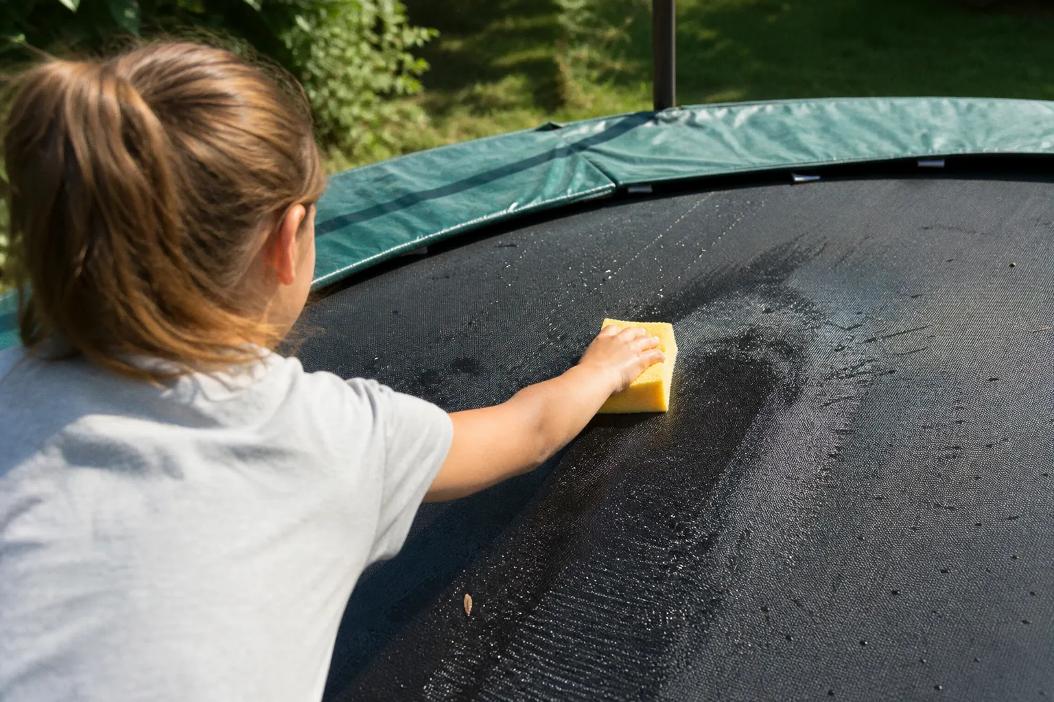 Toile de saut de trampoline : trois méthodes de nettoyage au banc d'essai