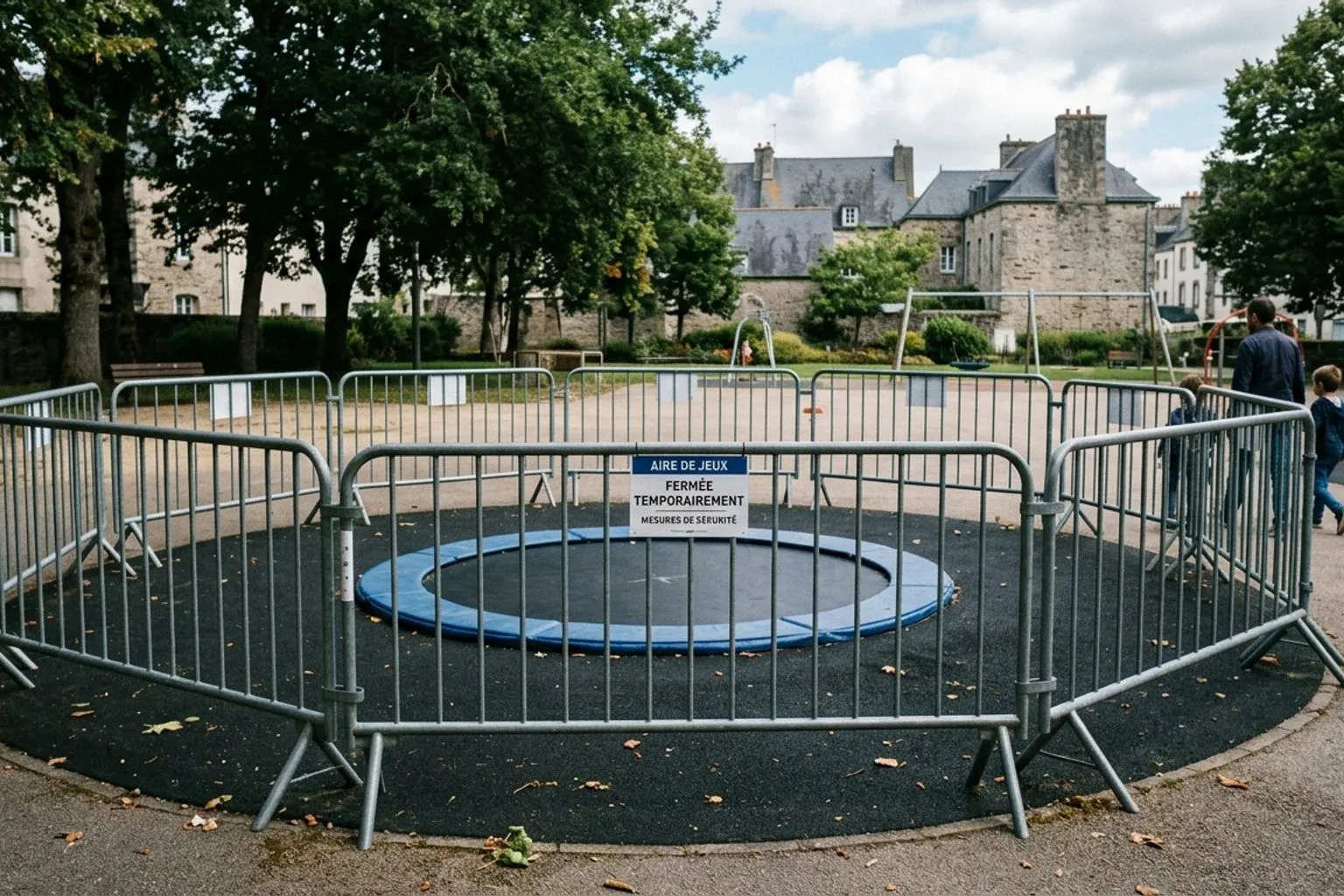 Trampoline public à Quimper : pourquoi des barrières ont été installées autour de l'aire de jeu ?